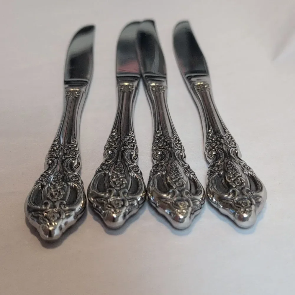 Ornate Stainless Modern Hollow Oneida Dinner Knives - Set of 4